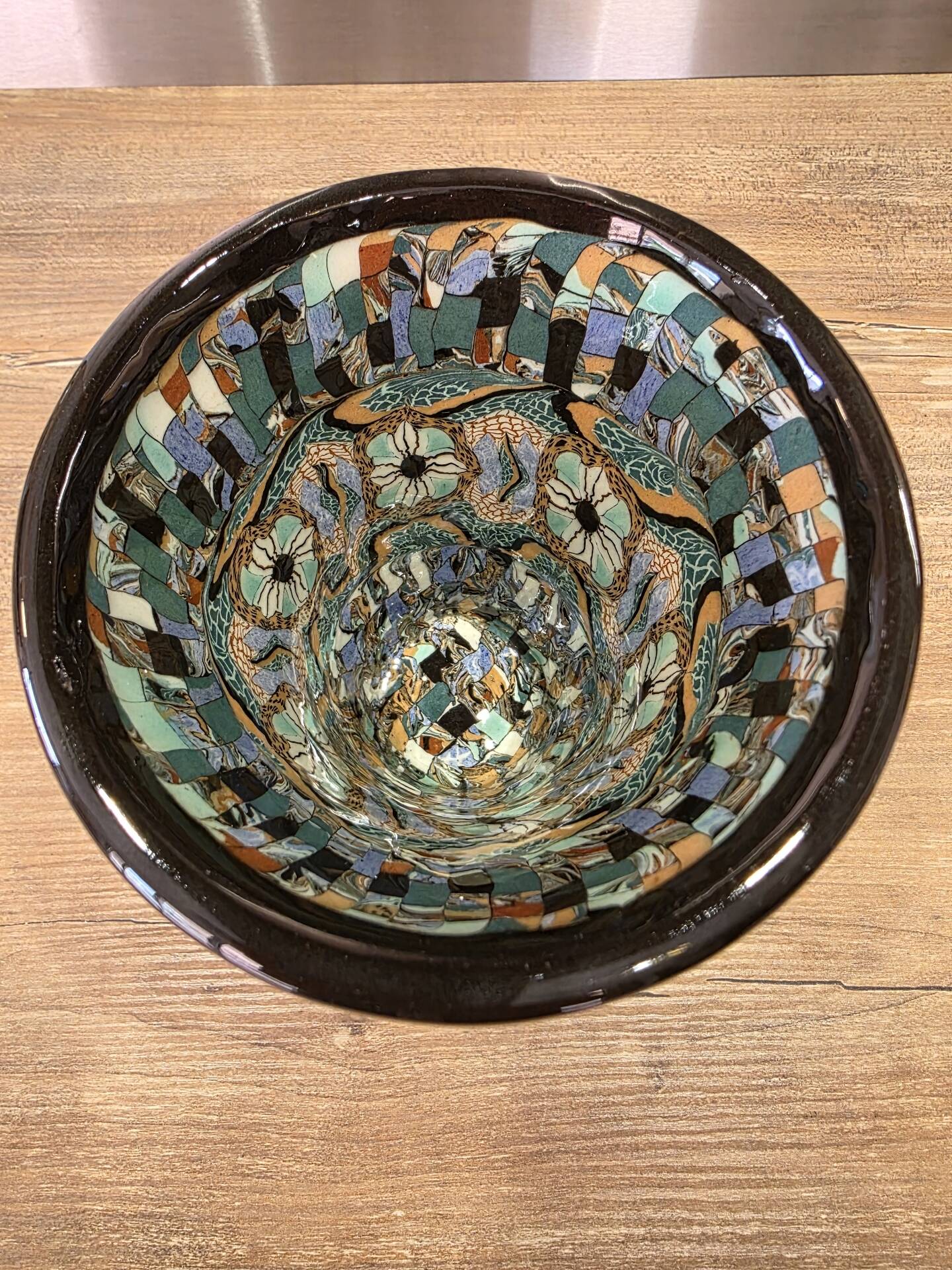 Rare diabolo vase by Jean Gerbino, Vallauris, 15 cm, mixed earth mosaic.