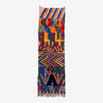 Moroccan Berber rug Boujaad corridor with multicolored patterns 288x84cm