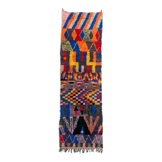 Moroccan Berber rug Boujaad corridor with multicolored patterns 288x84cm