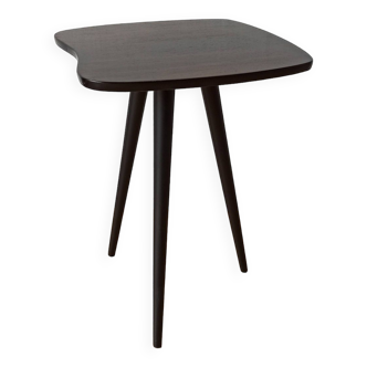 Table en bois sur trois pieds, design années 70.