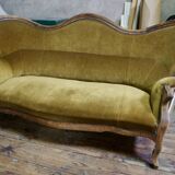 Three-seater velvet canapé in green, Louis Philippe style, 19th century.