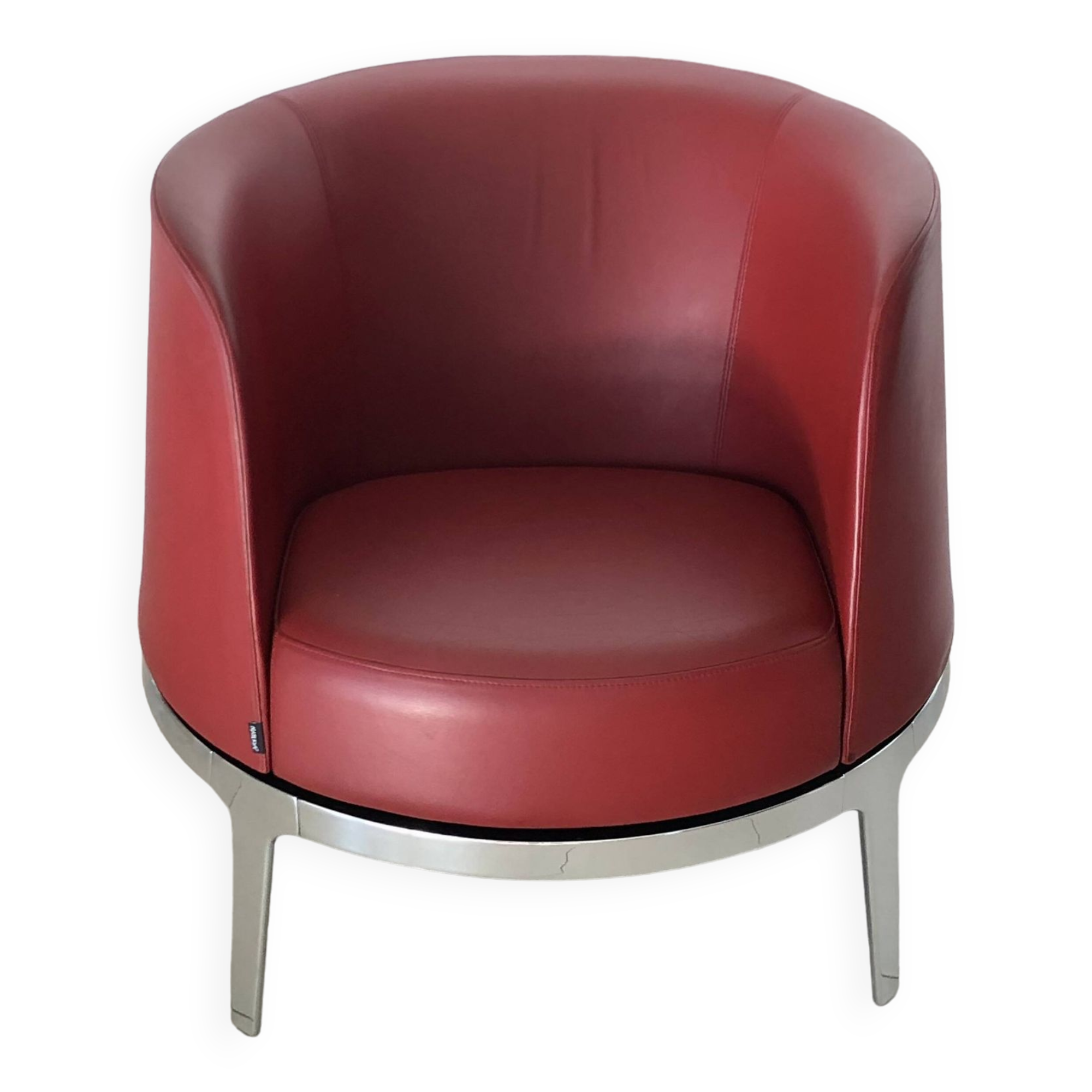 Fauteuil rotatif en cuir Bordeaux par Carl Öjerstam pour Materia, Suède post 2000