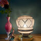 Vintage Art Deco pink and gold glass globe table lamp
