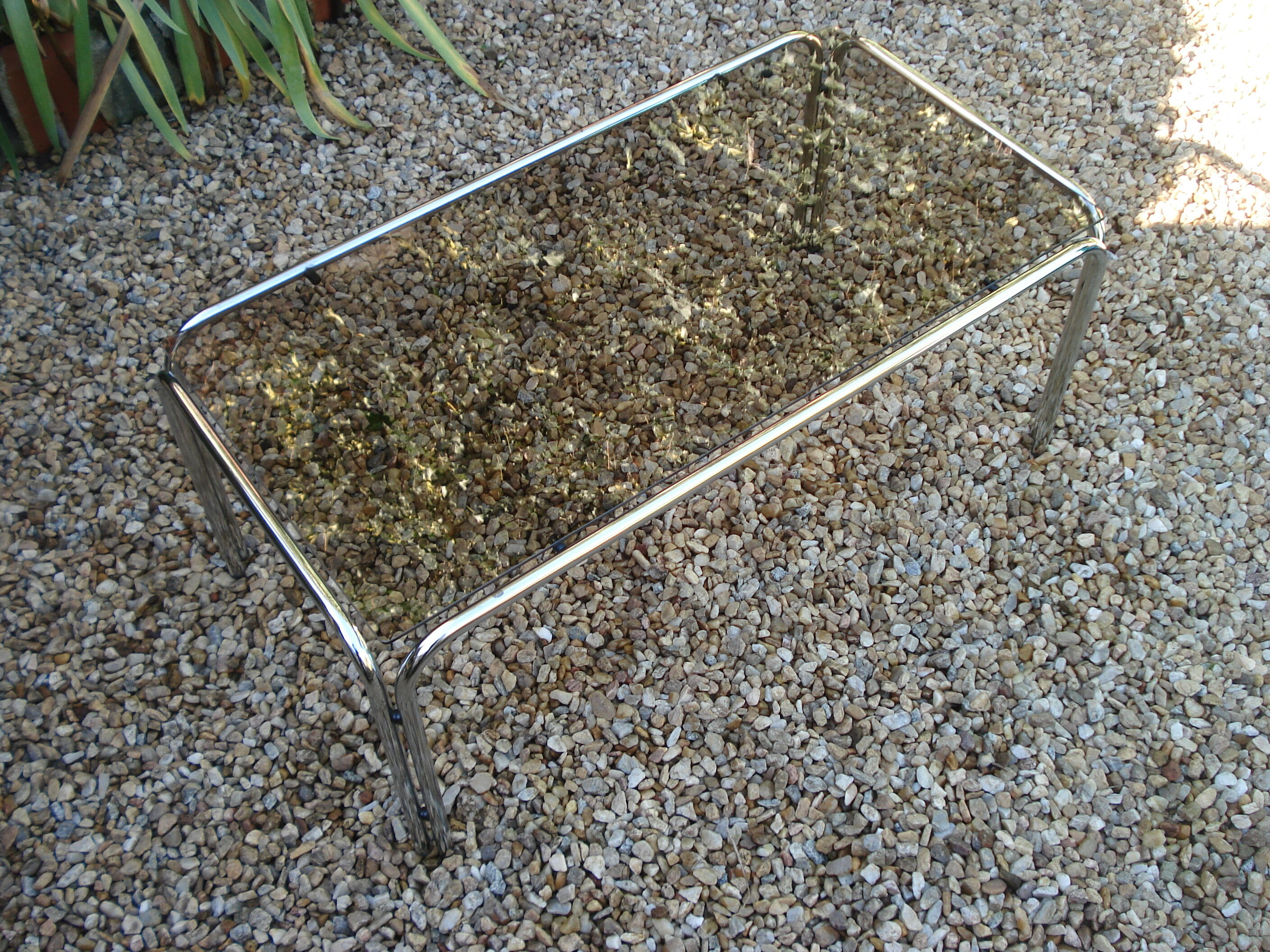 Vintage rectangular coffee table 1970 round tube