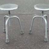 Set of adjustable Danish industrial metal stools, 1968