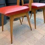 Chaises pieds compas skaï 1960