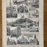 Lithograph and map of the Netherlands from 1922