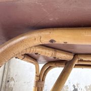 1950s rattan table with ceramic top