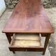 Farmhouse dining table in solid wood with 1 drawer, 1930, 209x80cm.