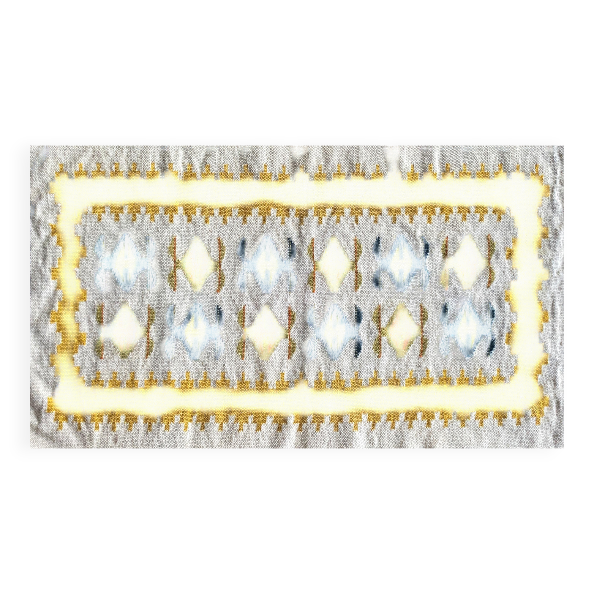 Handmade Yellow and Cream-White Flat-Weave Tapestry, Vlasti, Greece, 1960-70s