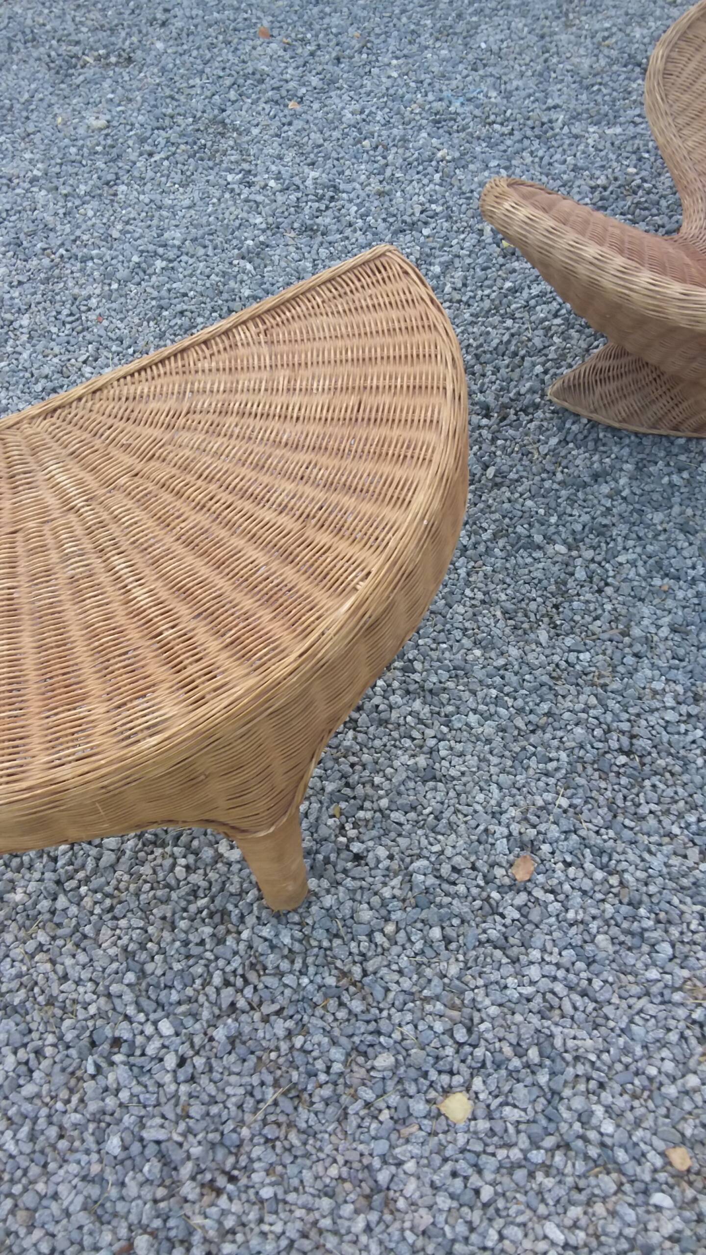 Rattan armchair and rattan coffee table from the 70s