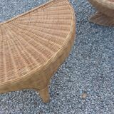 Rattan armchair and rattan coffee table from the 70s