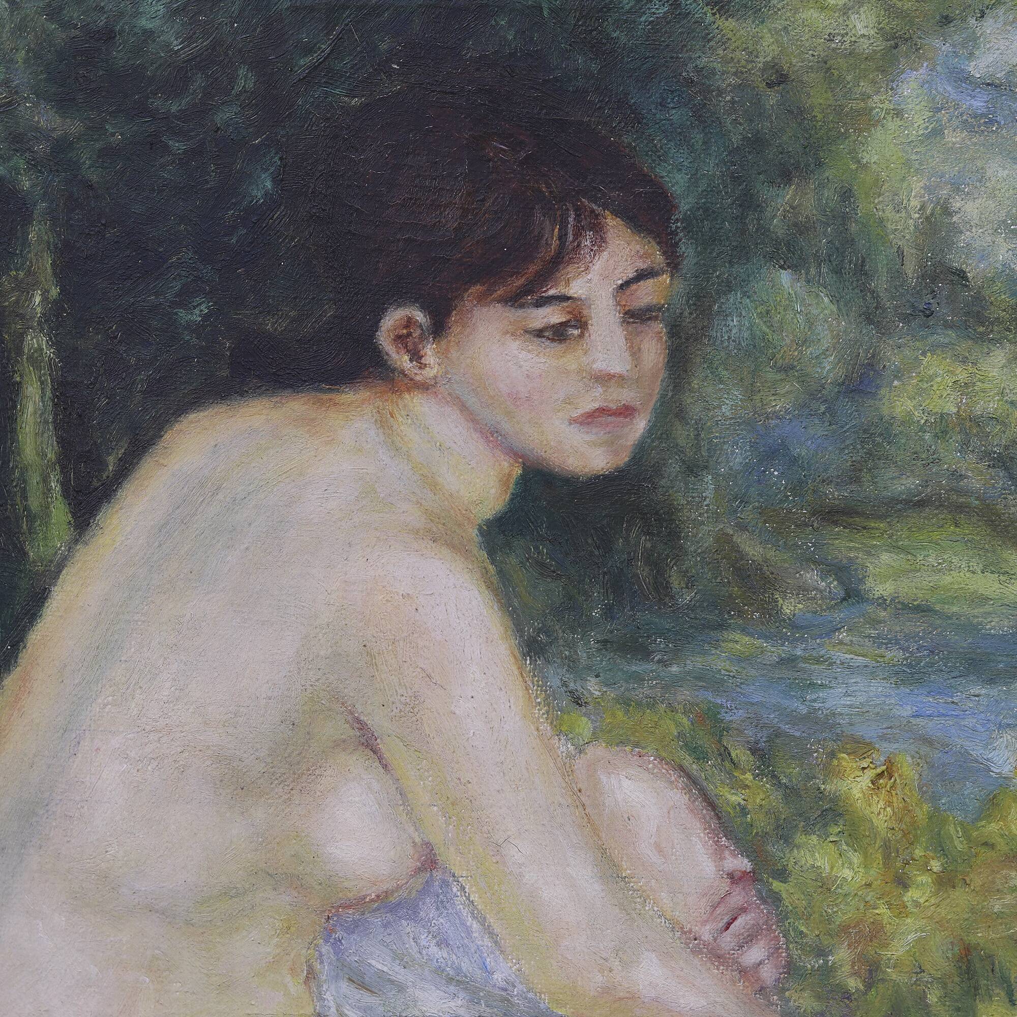 French Naive Folk Art Painting with Nude Figure – ca. 1920