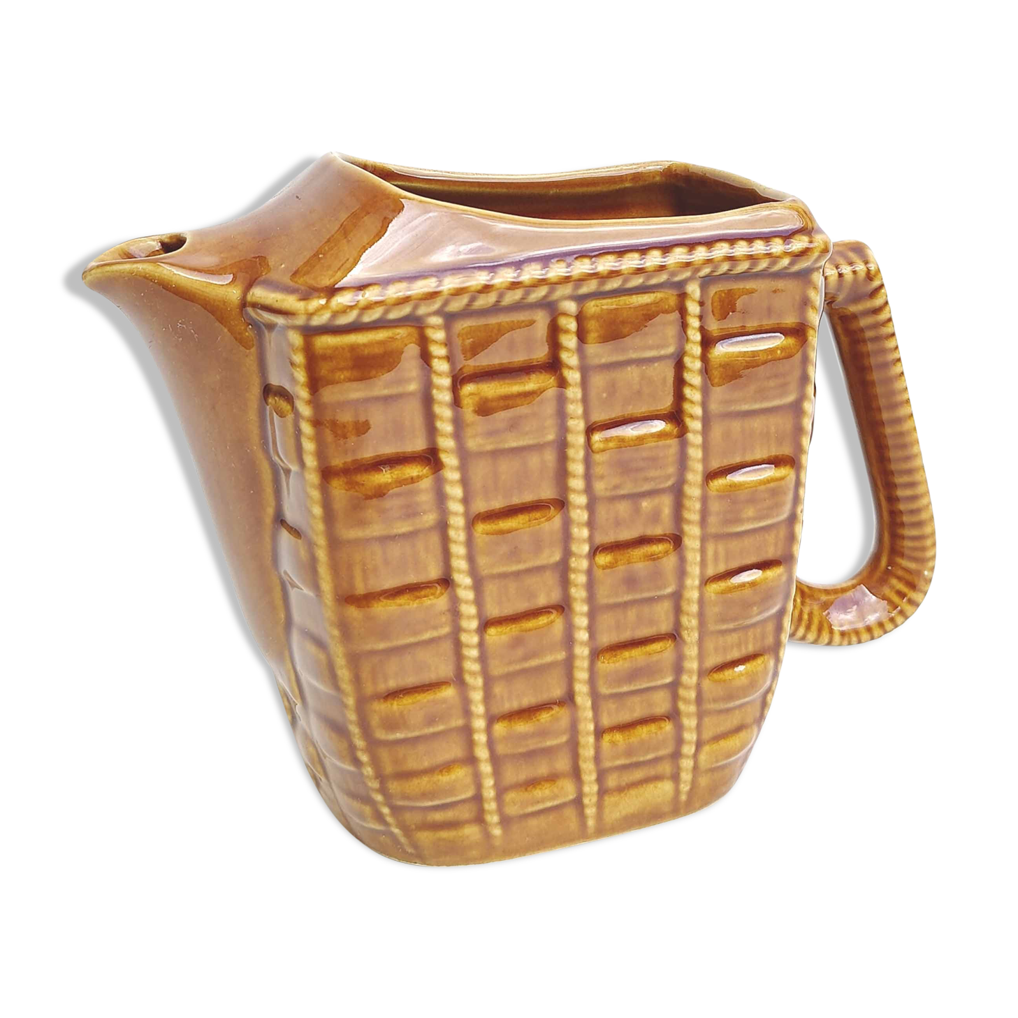 Ceramic pitcher decoration wicker style braided