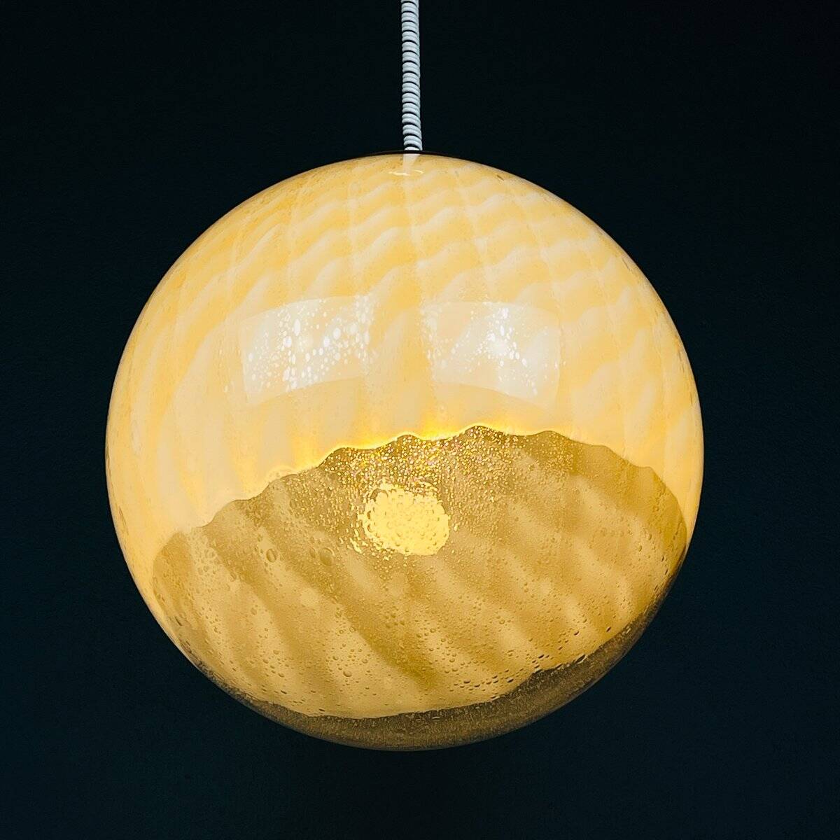 Large vintage Murano ball pendant lamp by Veart, Italy, 1970s.
