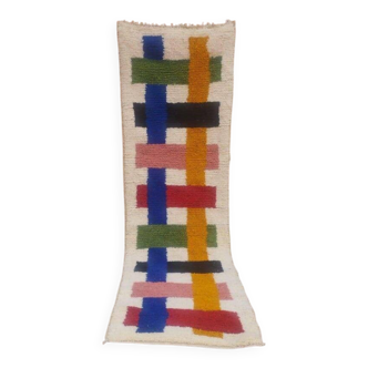 Handmade natural wool hallway rug, size 75 x 300 cm