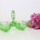 Salt and Pepper Servant in green glass, molded glass, vintage French, authentic