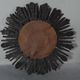 Vintage 35 cm gilded carved wood sun mirror with wooden slats D326