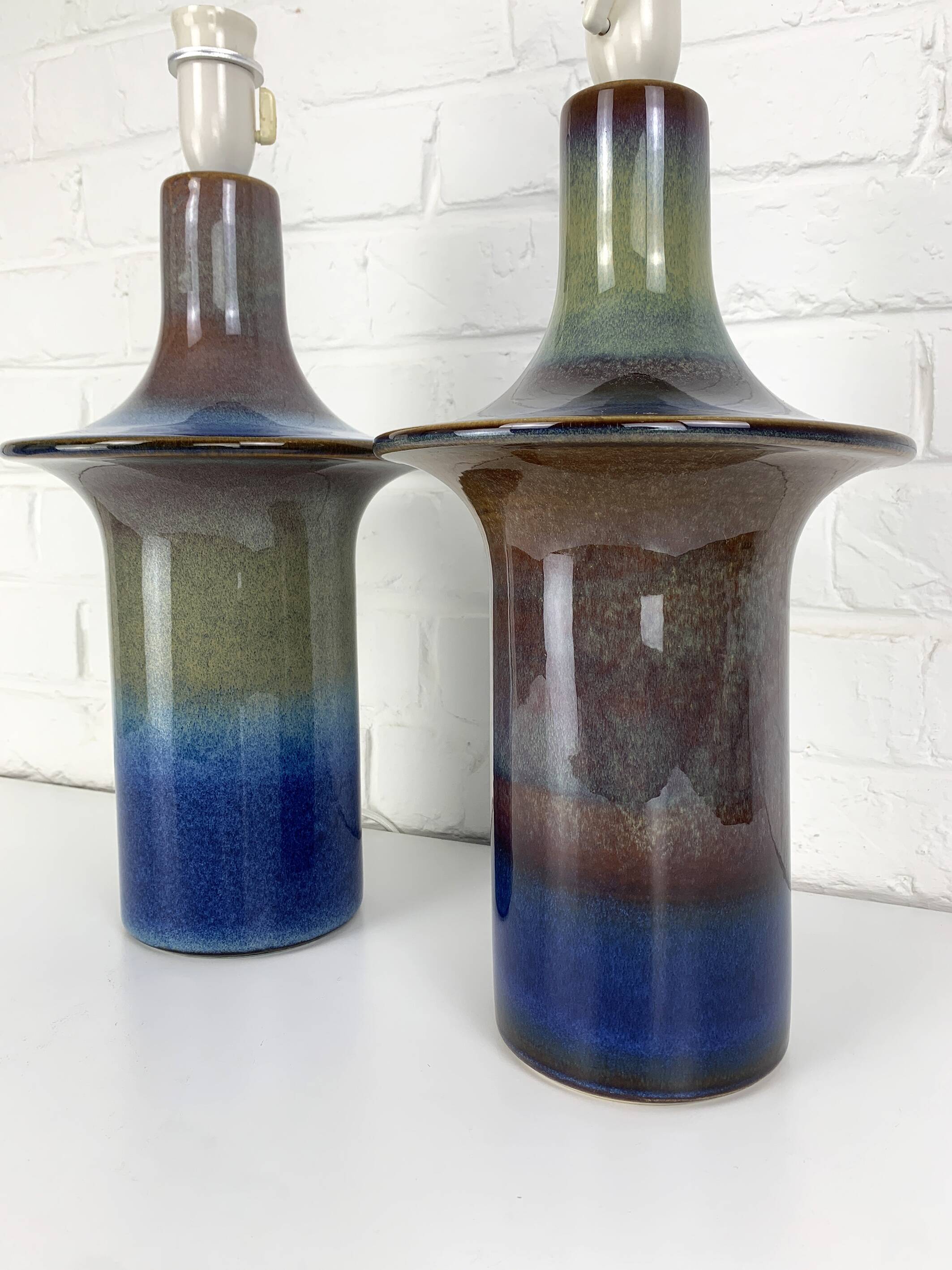 Paire de Lampes à poser en céramique Einar Johansen, Soholm, Danemark, 1960, Space Age