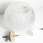 1960s Holophane Ball Pendant Chandelier, Thick Glass, 30 cm, and Vintage Brass