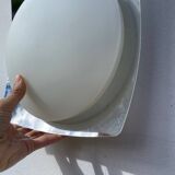 White glass and stainless steel ceiling light