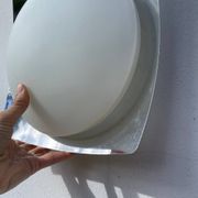 Applique plafonnier en verre blanc et inox