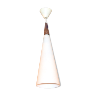 Philips in teak and opaline hanging lamp