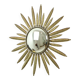 Miroir soleil convexe en métal cuivré du milieu du siècle Deknudt 55 cm