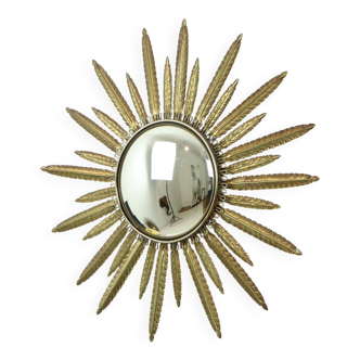 Mid Century Copper Plated Metal Sun Mirror Deknudt Convex 55cm