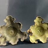 Pair of late 19th century Louis XIII Renaissance style spelter candlesticks