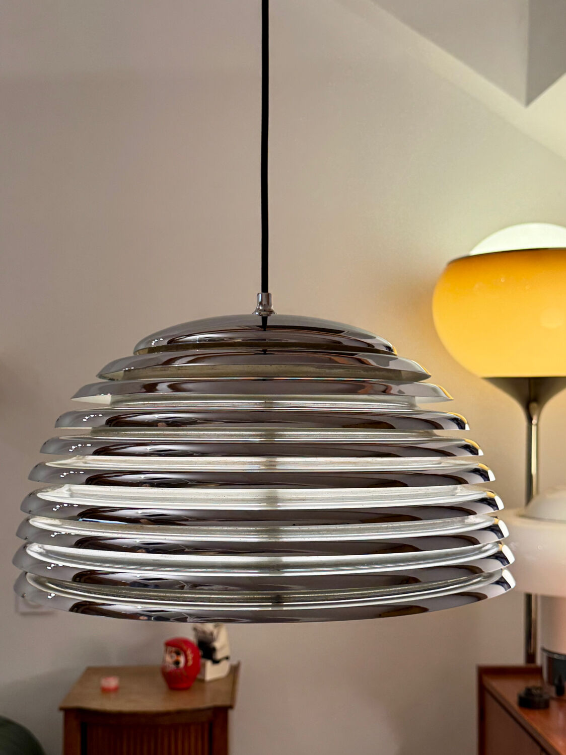Kazuo Motozawa, Large Suspension "Saturn", Circa 1972, Metal Lamp