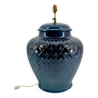 blue ceramic lamp, France, 1950s