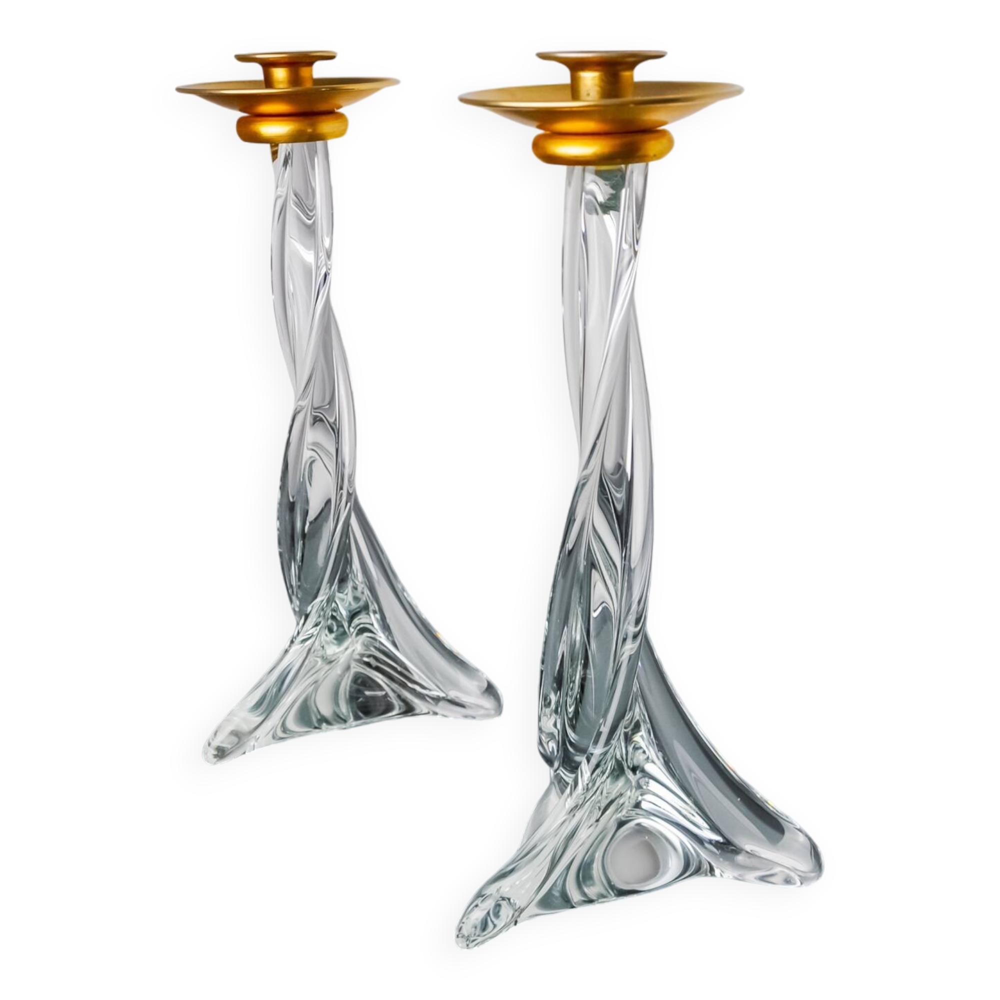 Pair of twisted Murano glass candlesticks, Italy, 1970