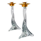 Pair of twisted Murano glass candlesticks, Italy, 1970