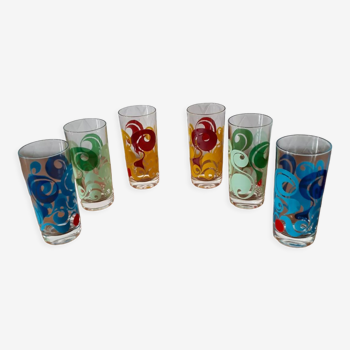 Set of 6 vintage fruit juice glasses