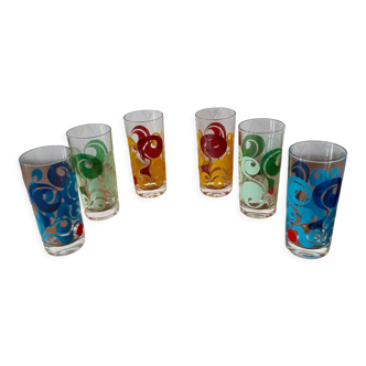 Set of 6 vintage fruit juice glasses