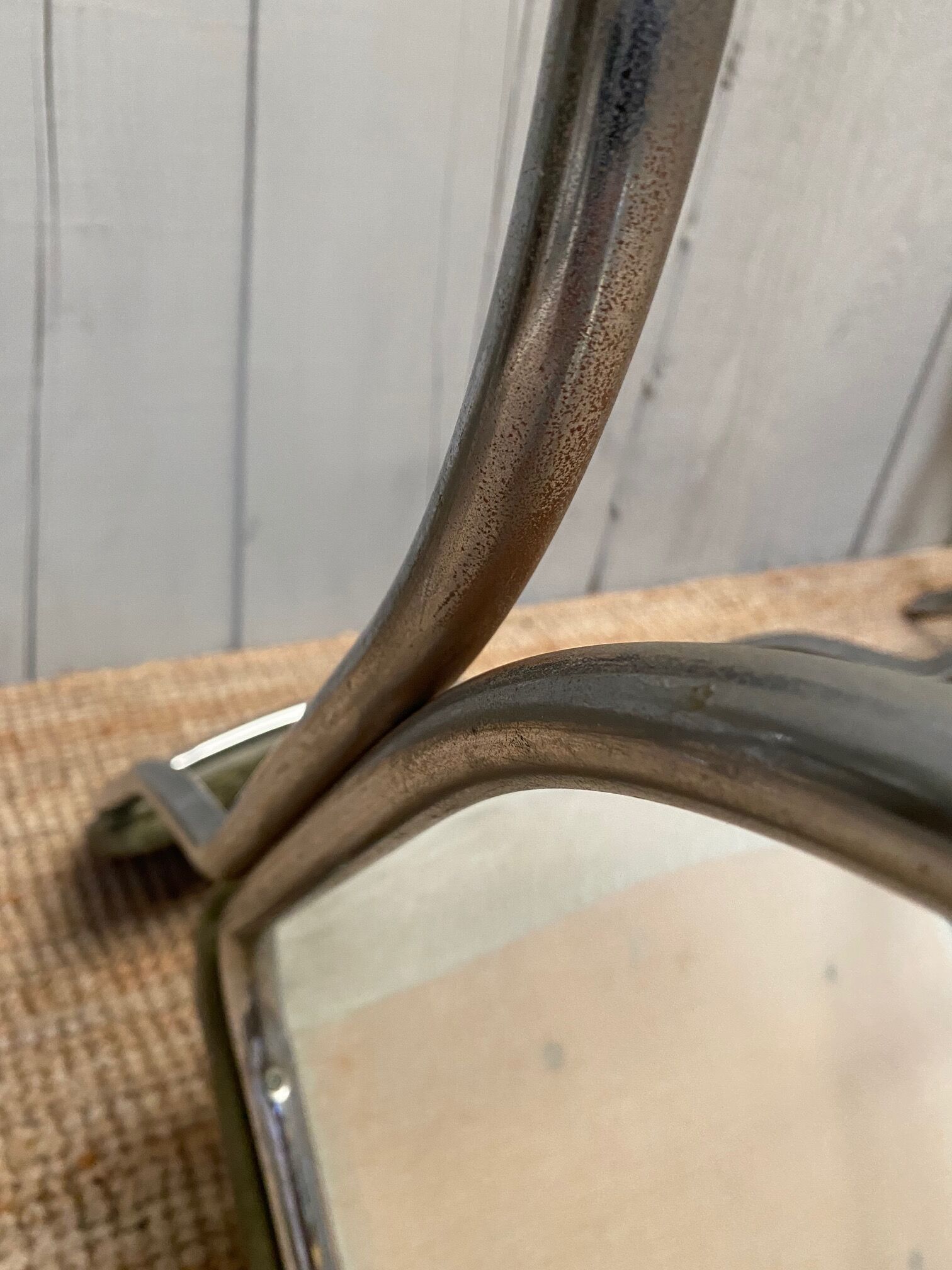 Set of 3 chairs from the 70s in chrome metal and khaki velvet