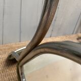 Set of 3 chairs from the 70s in chrome metal and khaki velvet