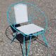 Fauteuil vintage en métal turquoise