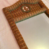 Vintage braided rattan mirror.