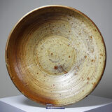 Large vintage stoneware fruit bowl from Puisaye attributed to Jean-Pierre Prudhomme.