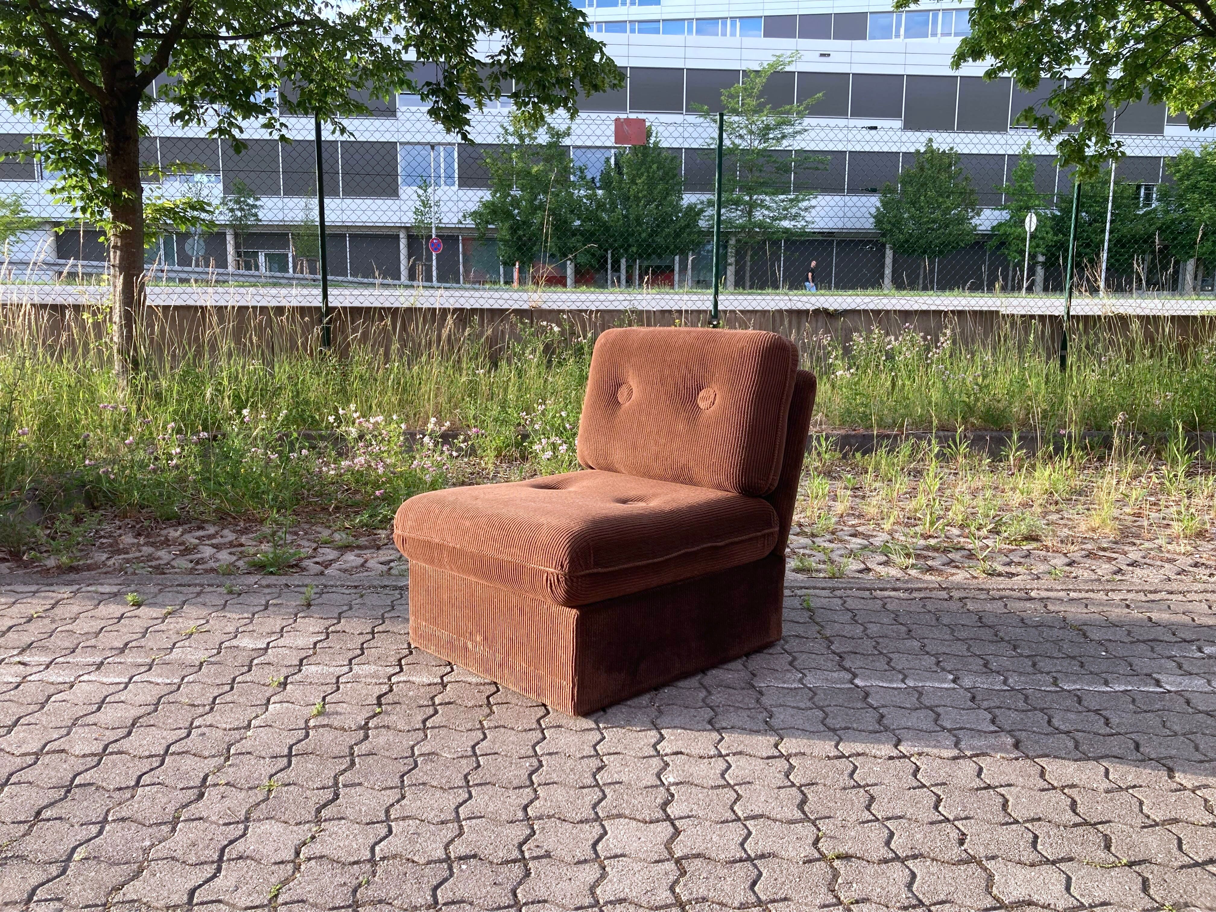 Vintage Modular Sofa in Brown Velvet Corduroy, 1970s