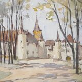 René LEVERD: Switzerland, Château de Colombier, original signed watercolour.