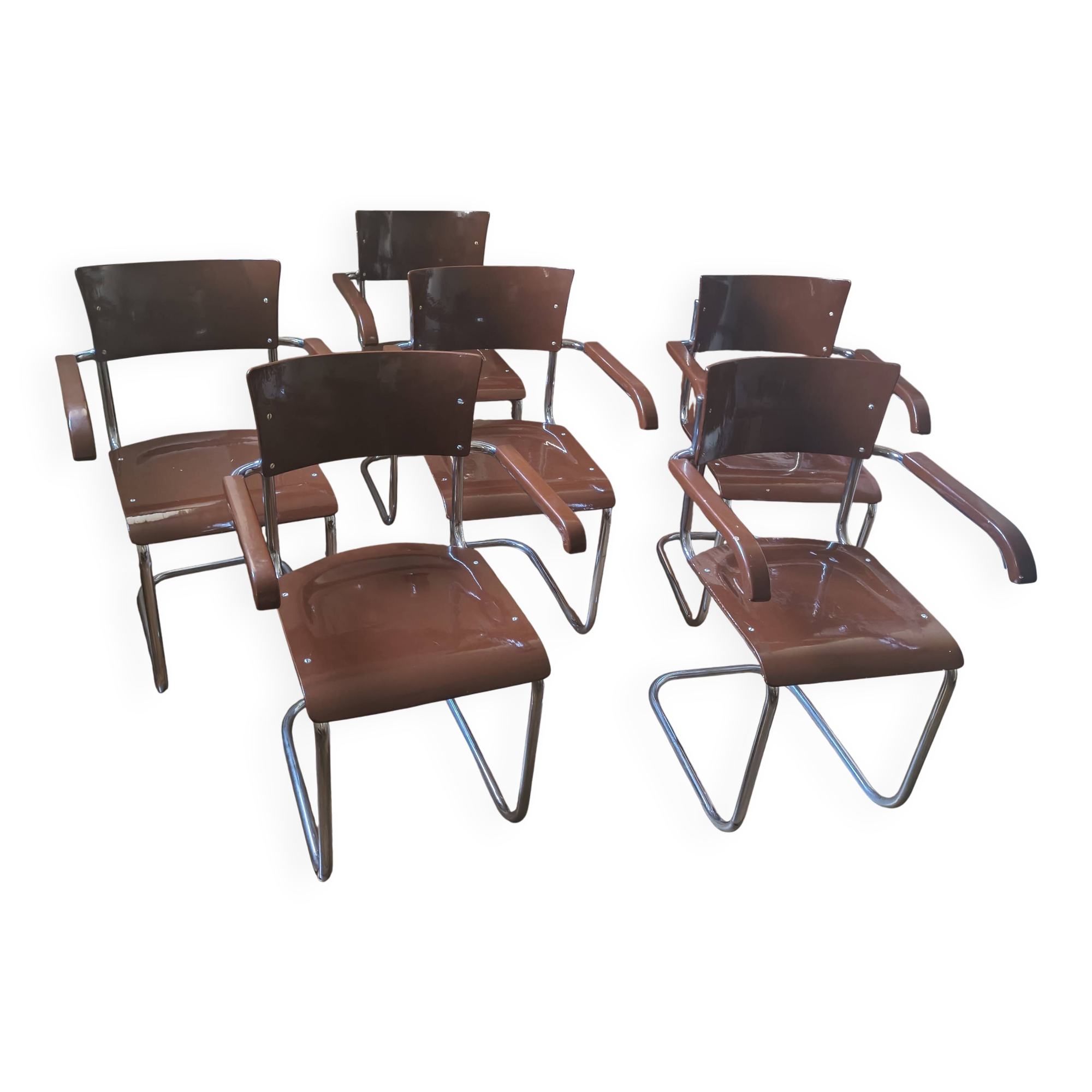 Set of Bauhaus style armchairs Mart Stam S34 – Chrome & wood
