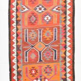 Red Orange Tribal Vintage Runner Rug, 101x297Cm