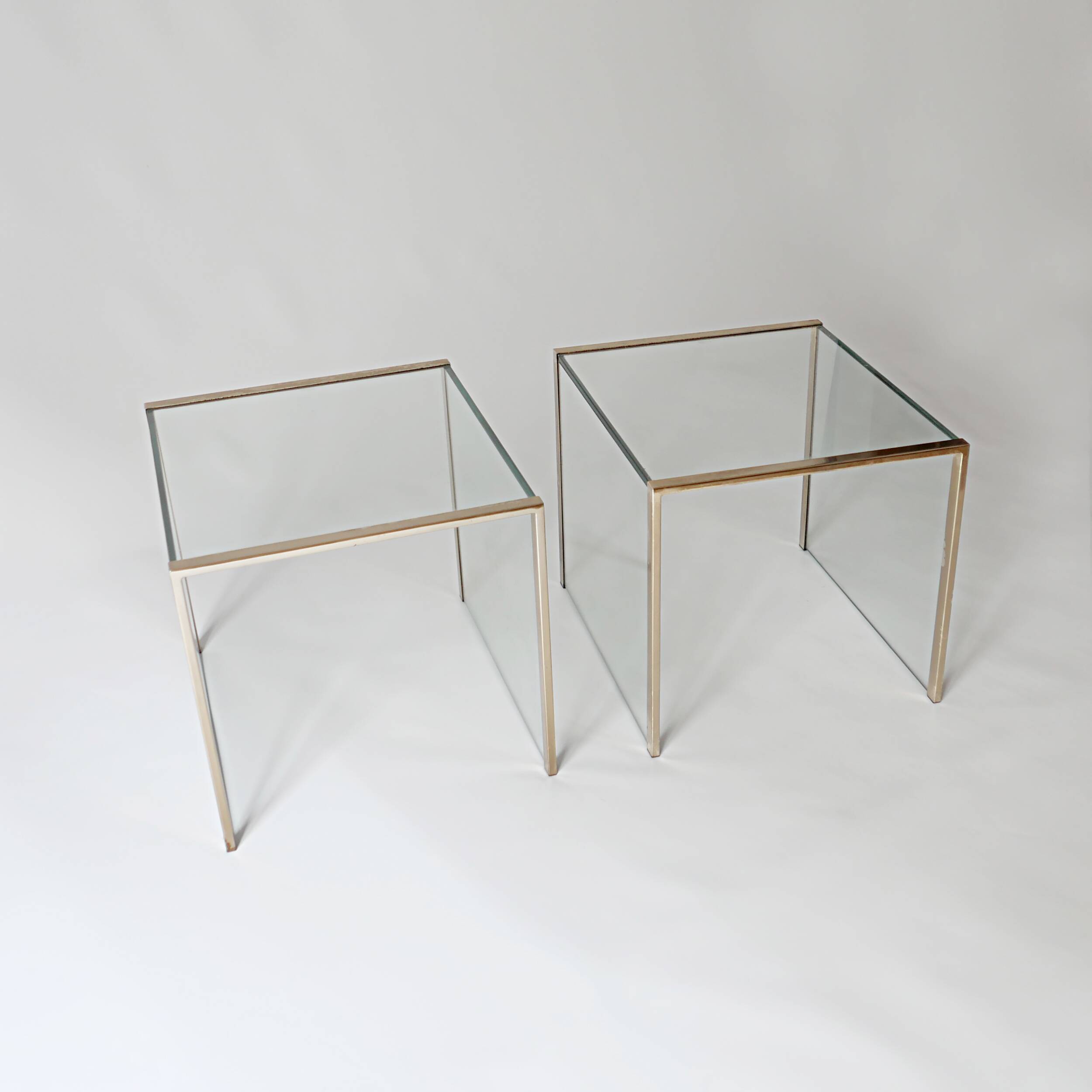3 nesting coffee tables in glass and gilded metal, 1950-1970