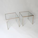 3 nesting coffee tables in glass and gilded metal, 1950-1970