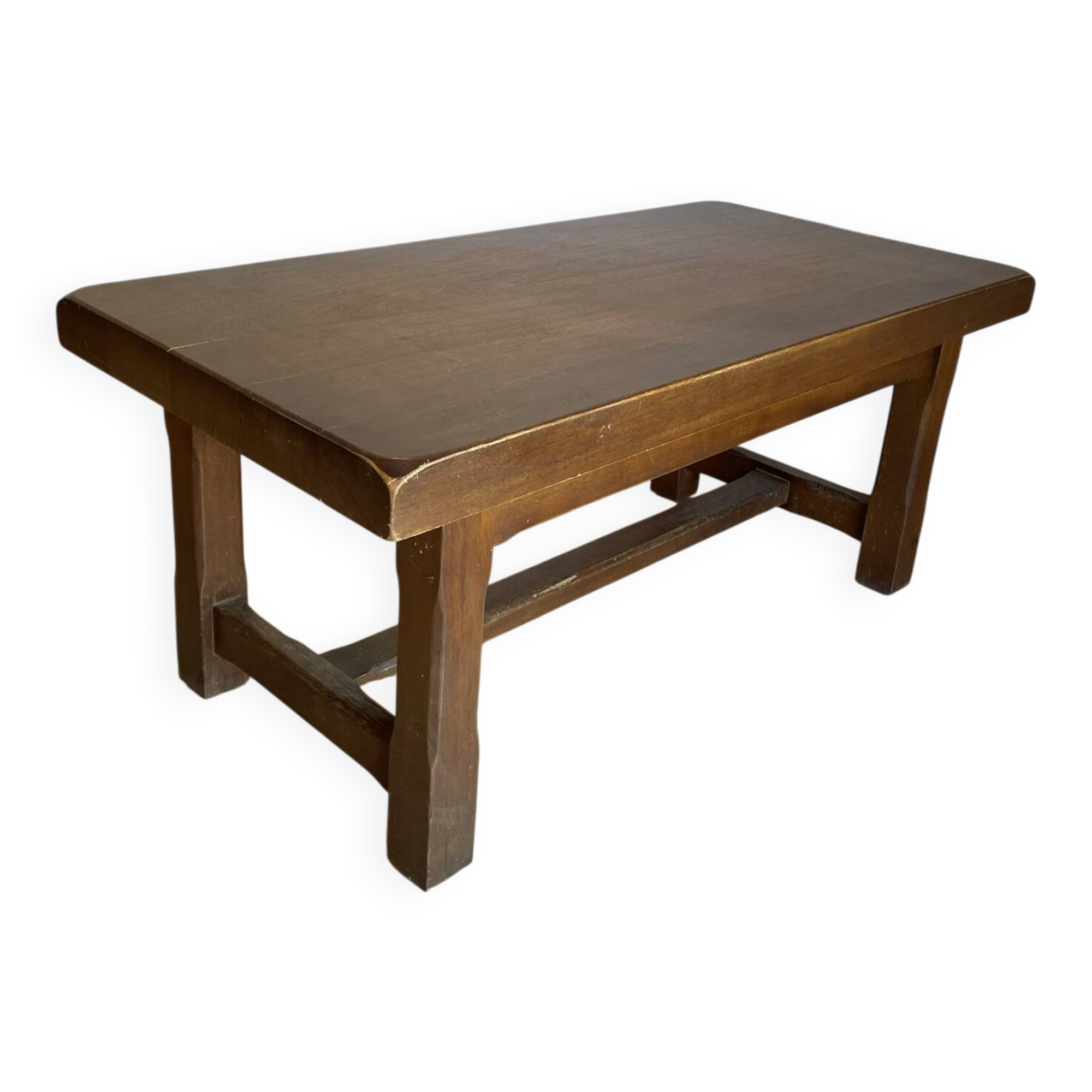 Grande table basse ancienne en bois massif - Esprit campagne chic