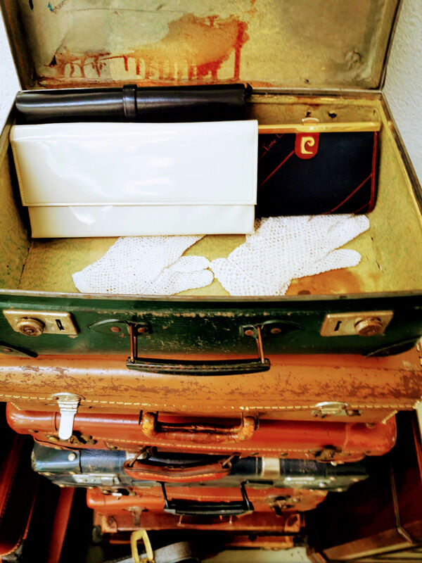 Green retro suitcase