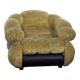 Space Age Single Armchair by Adriano Piazzesi, Cream Teddy Bear & Leather
